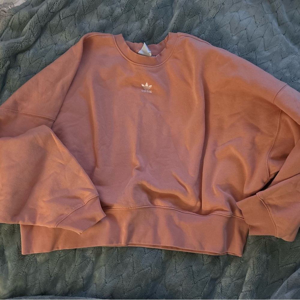 Adidas Women's light orange Cropped Crew Neck Sweater